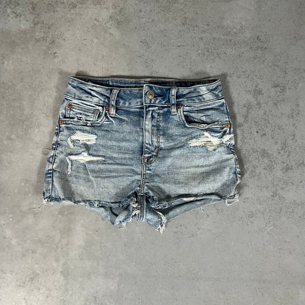 American Eagle Cut-Off Denim Shorts Women's Size 00 Stretch Blue Distressed